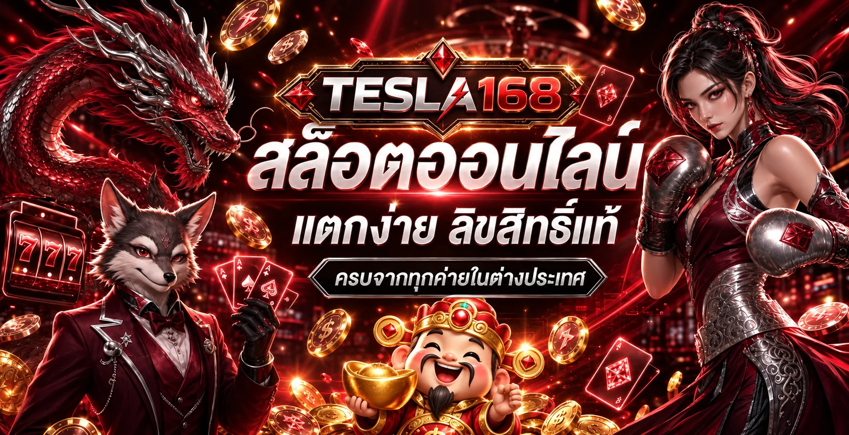 TESLA168 สล็อตออนไลน์กับตัวละครแฟนตาซีสีแดงดำ